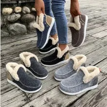 Fleece-lined Thick Plush Warm Plus Size Sewing Cotton Shoes
