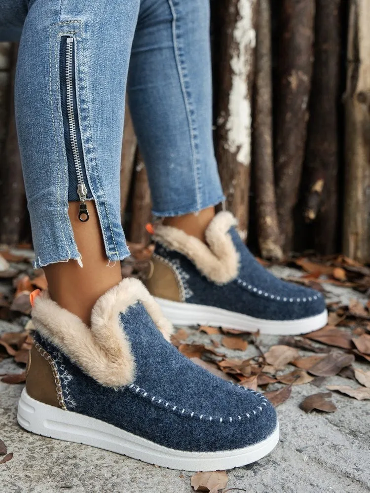 Fleece-lined Thick Plush Warm Plus Size Sewing Cotton Shoes