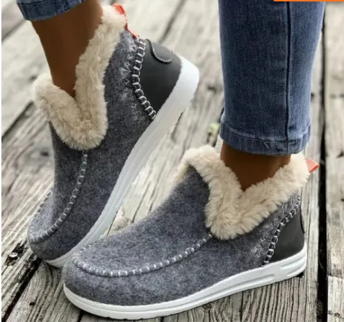 Fleece-lined Thick Plush Warm Plus Size Sewing Cotton Shoes