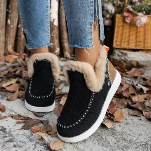 Fleece-lined Thick Plush Warm Plus Size Sewing Cotton Shoes