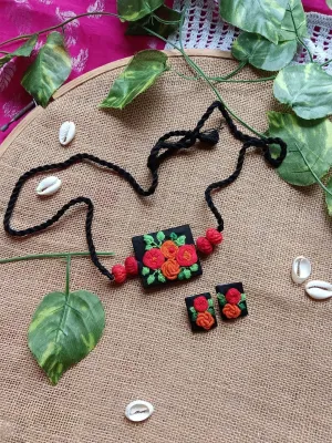Ganga Fabric necklace   Earrings Set