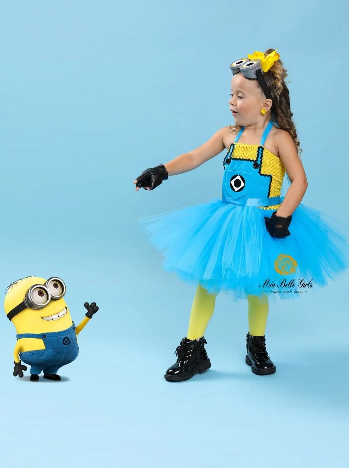 Girls Playful Yellow Minion Tutu Dress Costume
