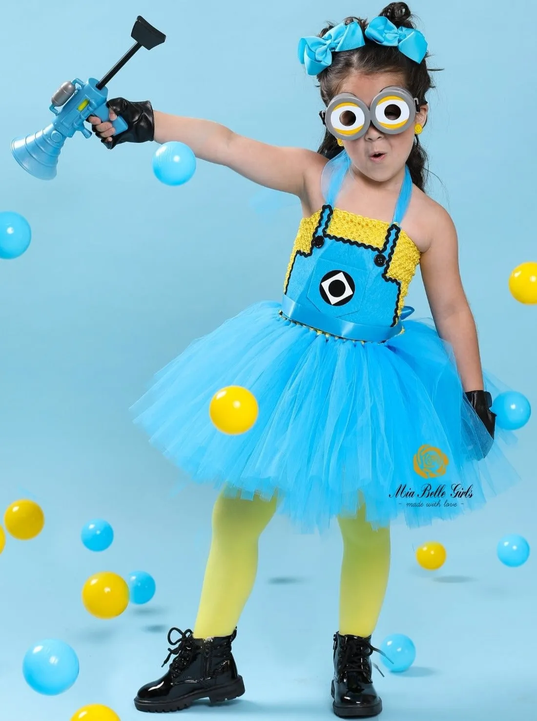 Girls Playful Yellow Minion Tutu Dress Costume