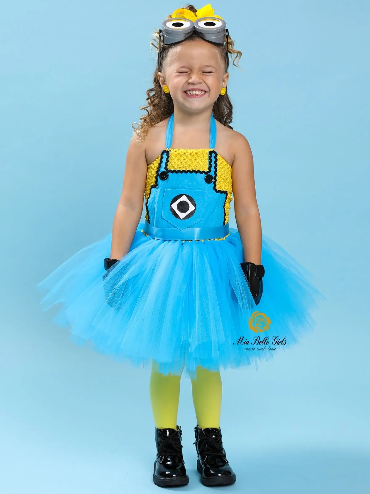 Girls Playful Yellow Minion Tutu Dress Costume