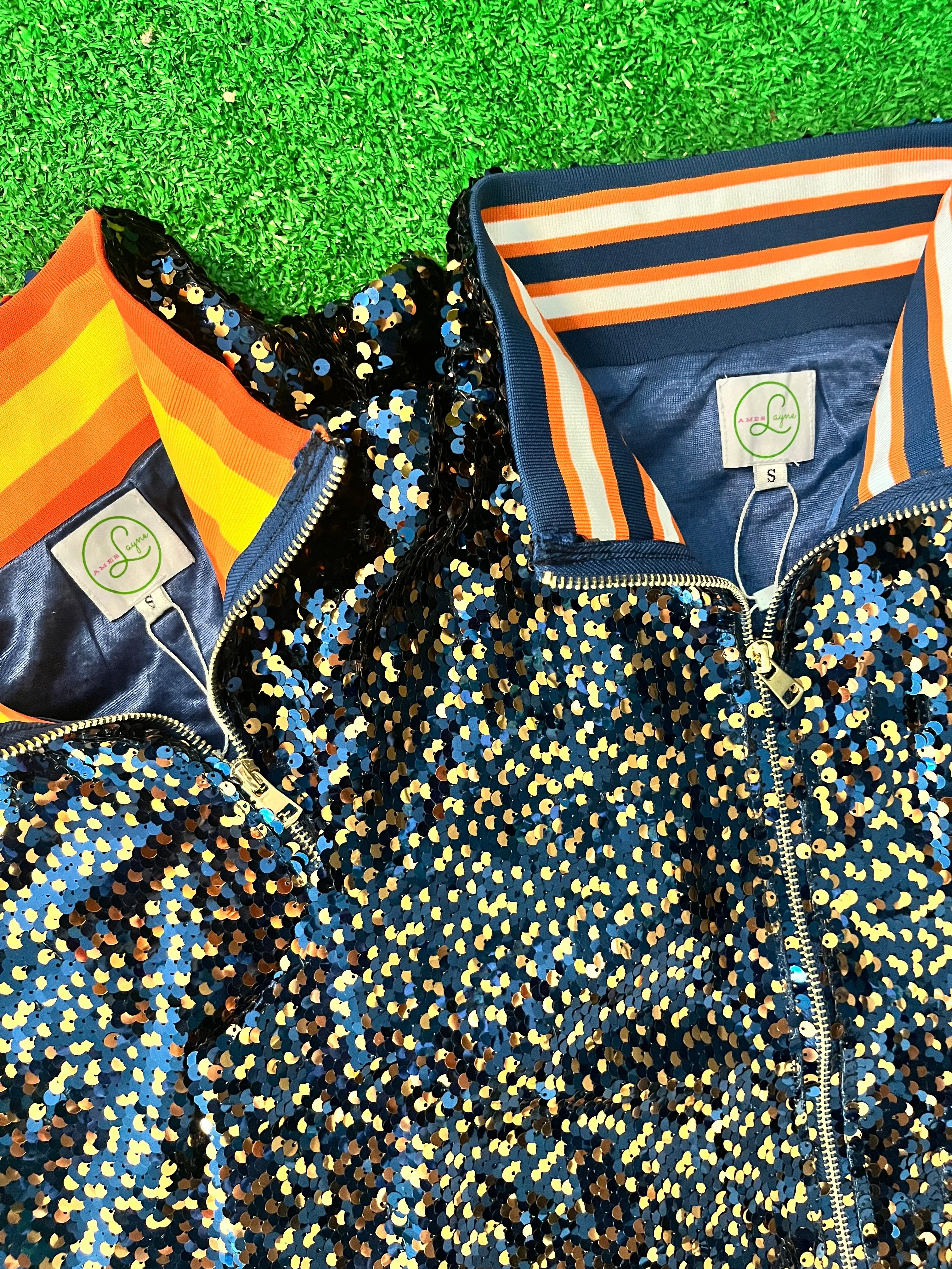 GLEAUX GIRL™ Confetti Sequin Vest / Navy Orange / Classic