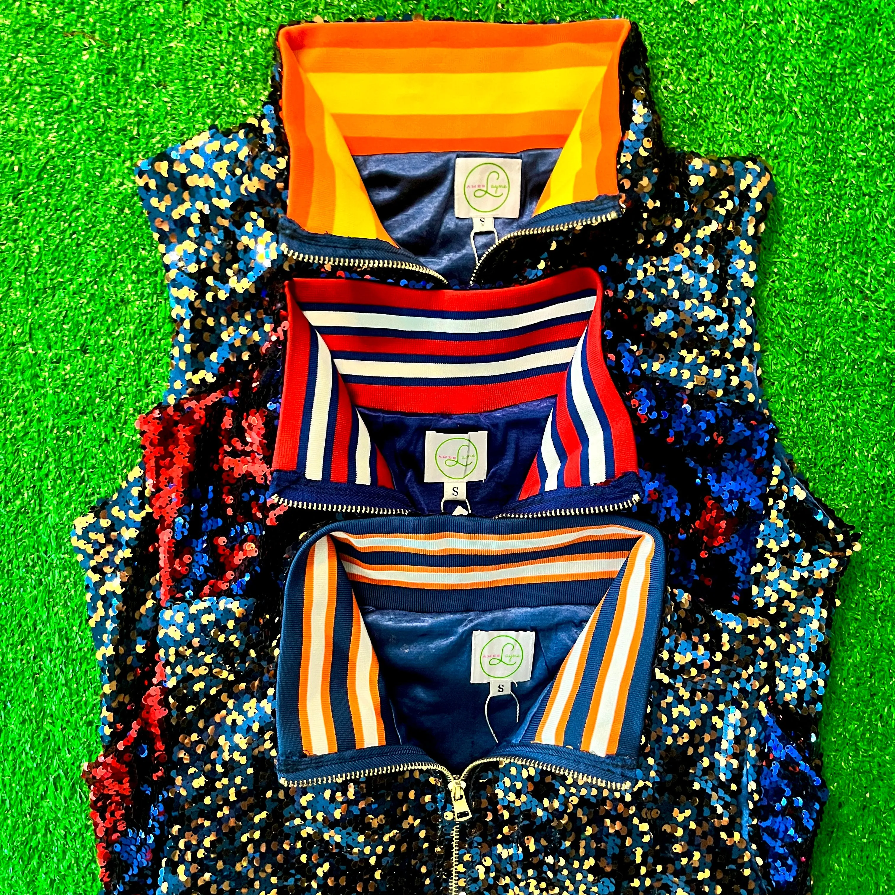 GLEAUX GIRL™ Confetti Sequin Vest / Navy Orange / Classic