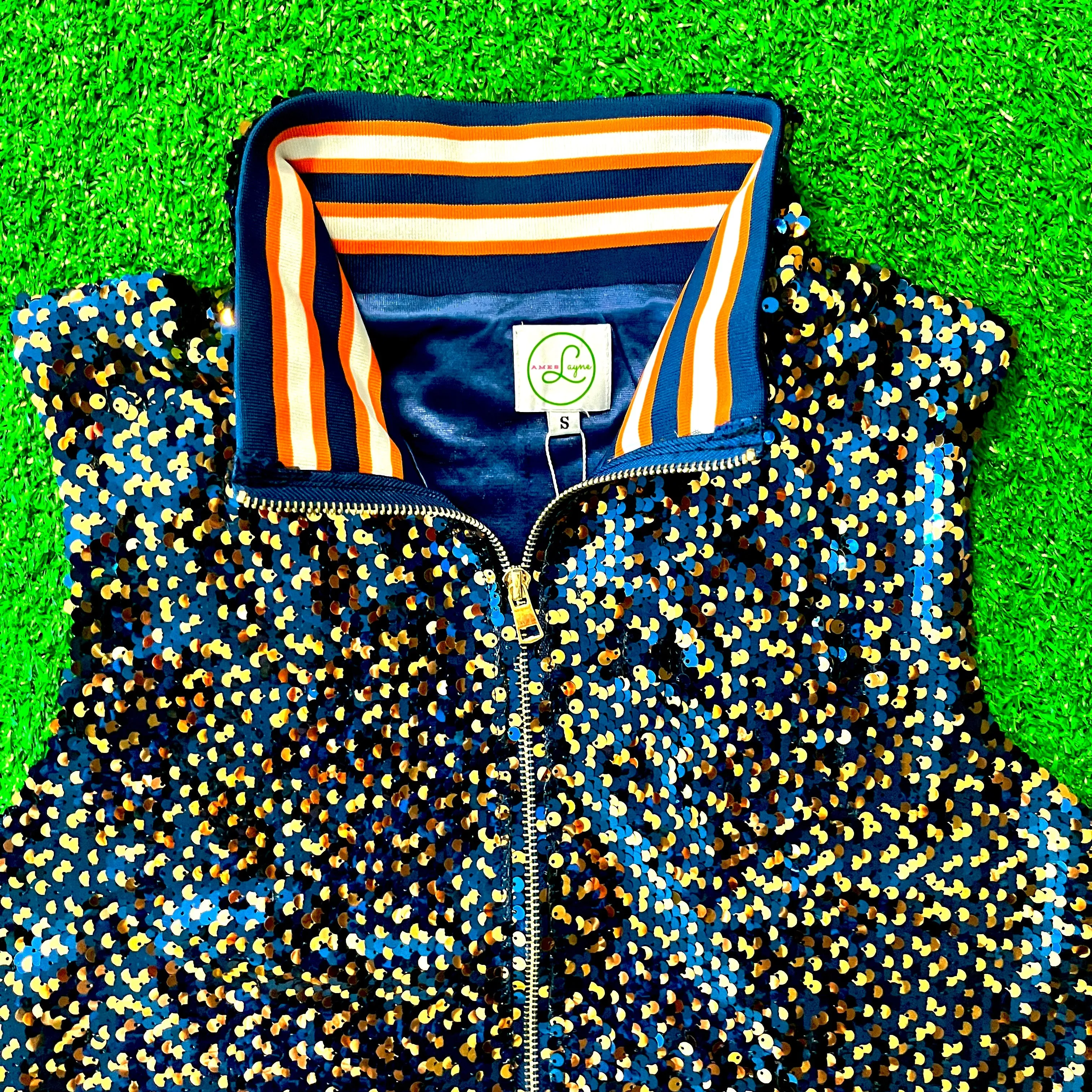 GLEAUX GIRL™ Confetti Sequin Vest / Navy Orange / Classic