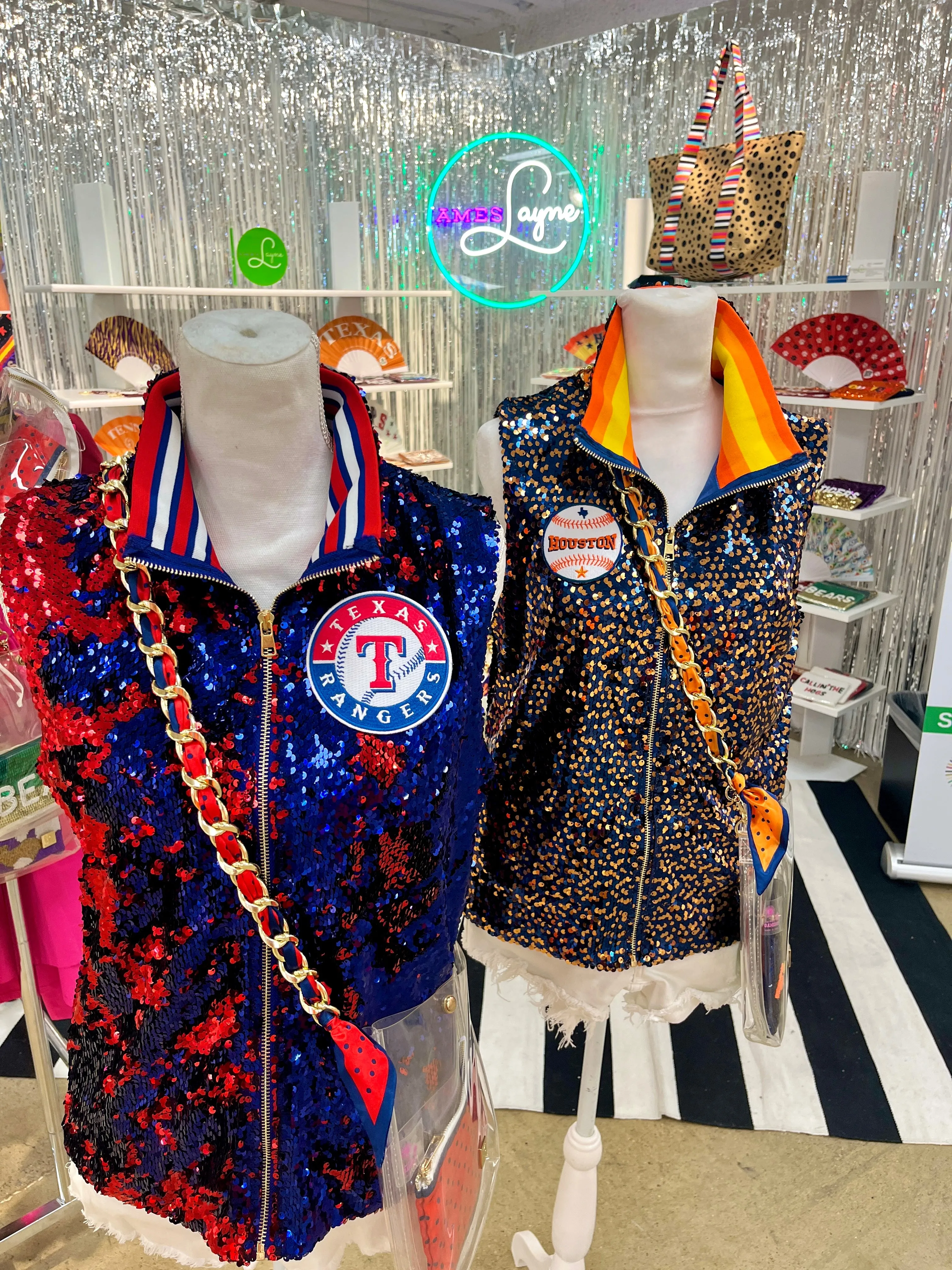 GLEAUX GIRL™ Confetti Sequin Vest / Navy Orange / Classic