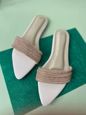 Glittery Flats - White
