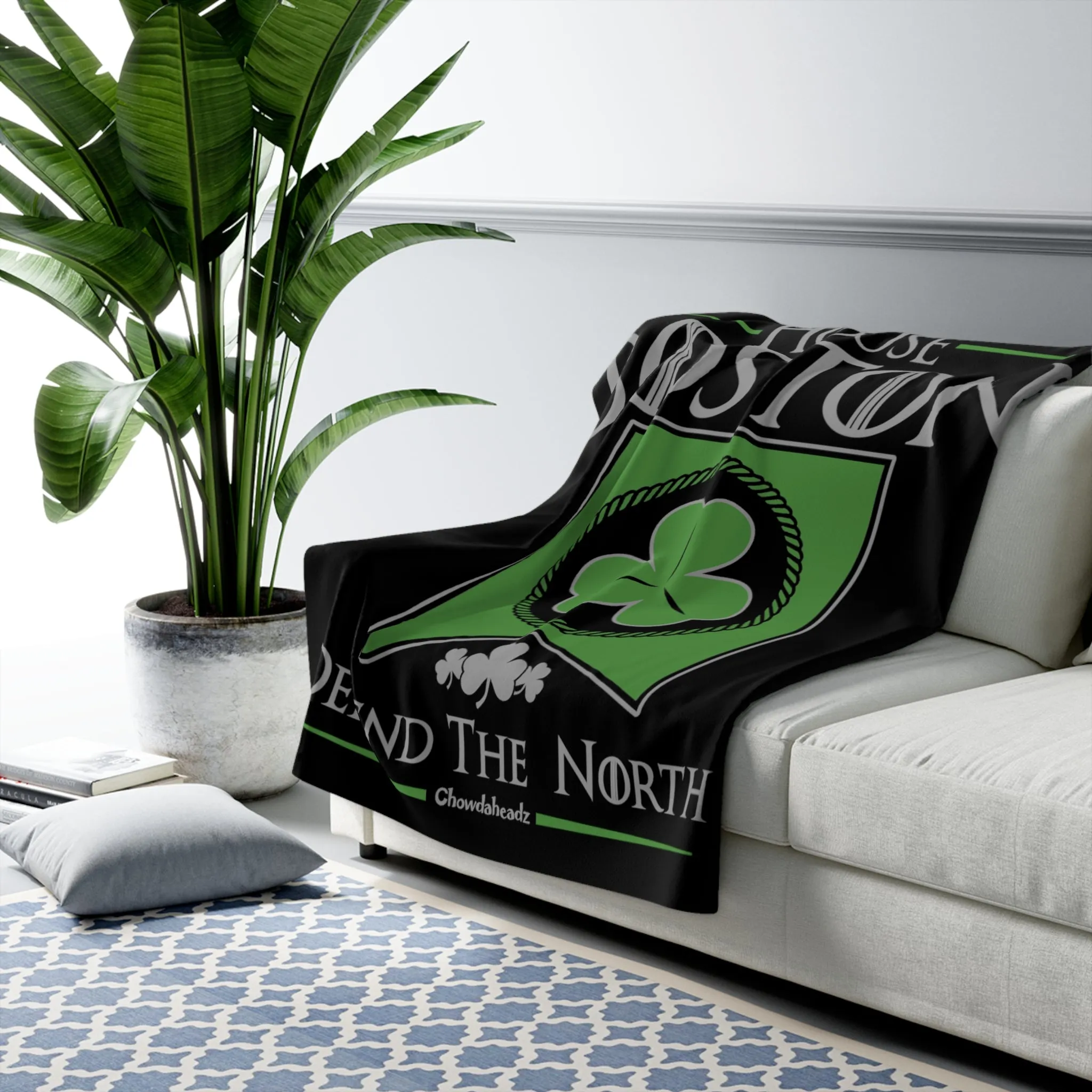 House Boston Shamrock Banner Sherpa Fleece Blanket