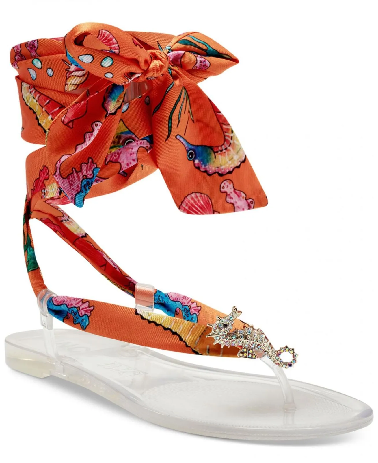 Inc International Concepts Women's Malana Scarf Flat Sandals Seahorse Orange 7M