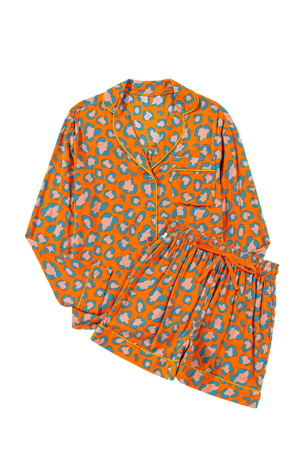Julia, Leopard Long Sleeve Shirt and Shorts Pajama Set