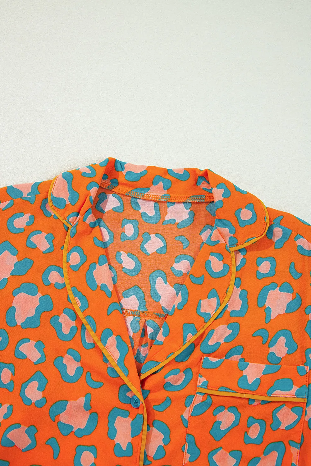 Julia, Leopard Long Sleeve Shirt and Shorts Pajama Set