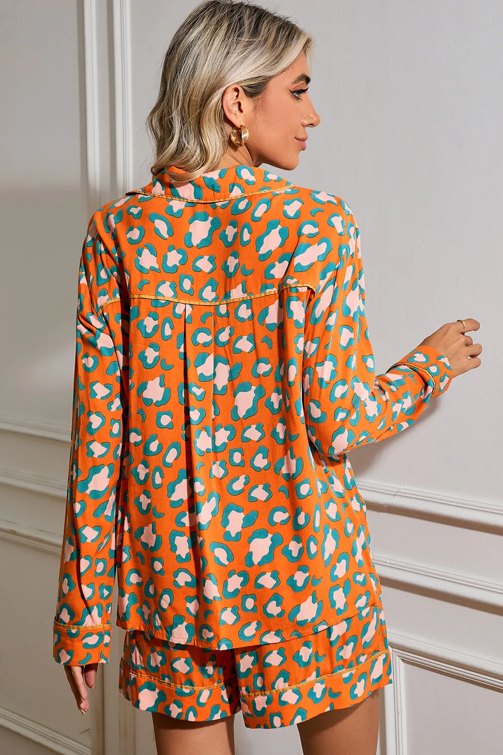 Julia, Leopard Long Sleeve Shirt and Shorts Pajama Set