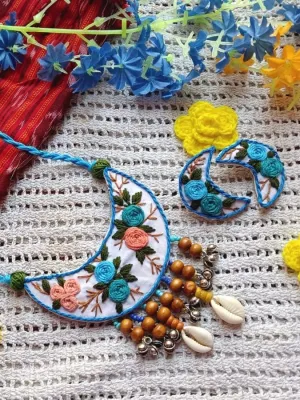Kaveri Fabric necklace   Earrings Set