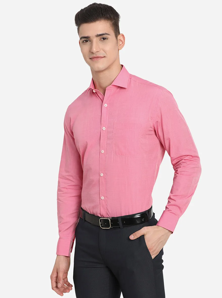 Light Pink Solid Regular Fit Formal Shirt | JadeBlue