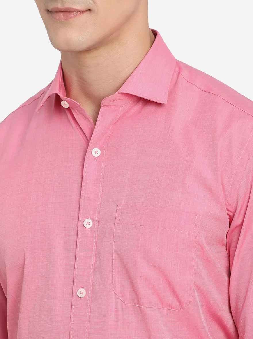 Light Pink Solid Regular Fit Formal Shirt | JadeBlue