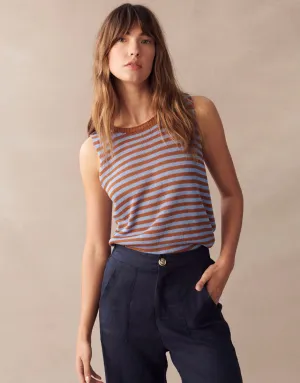 Little Lies Isa Stripe Tank - Rust/Blue