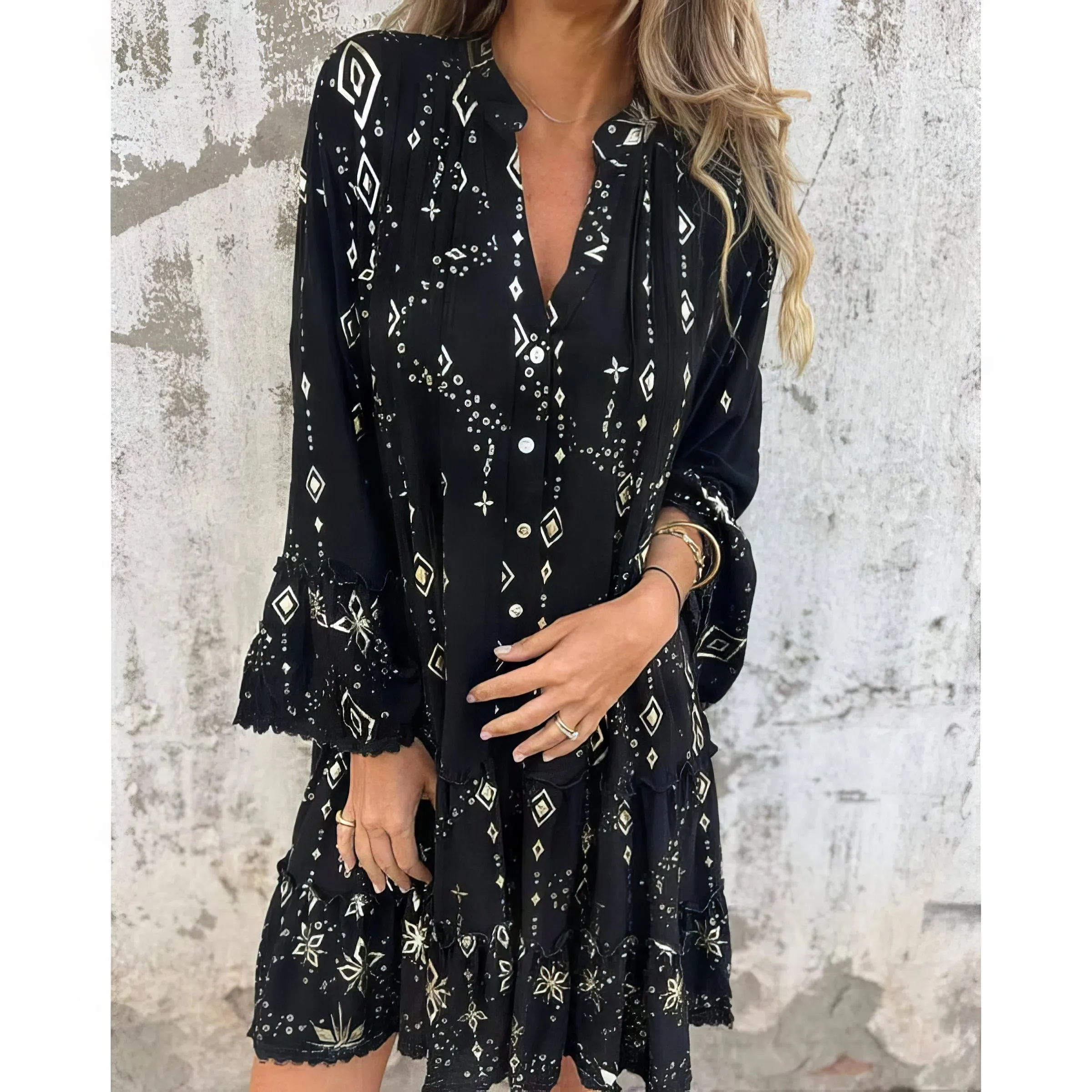 Mara Trendy Long Sleeve Mini Dress