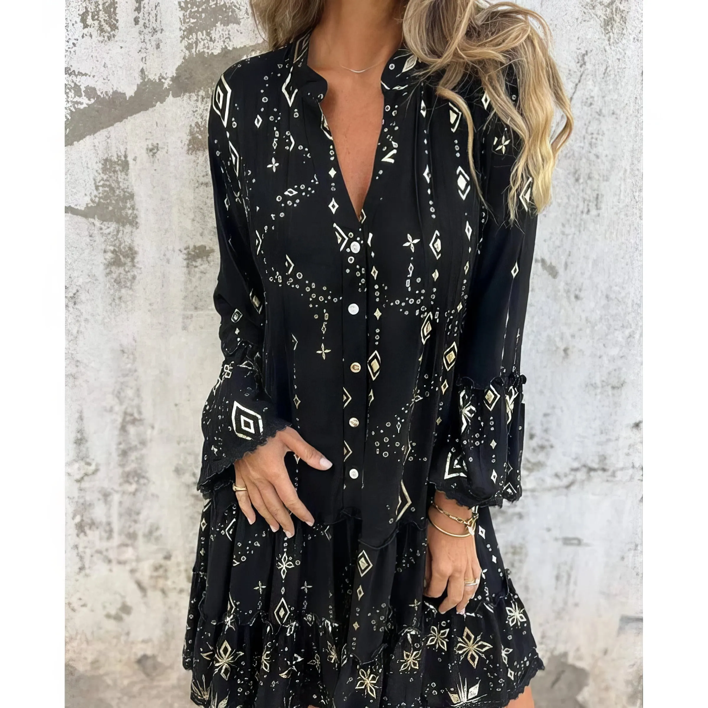 Mara Trendy Long Sleeve Mini Dress