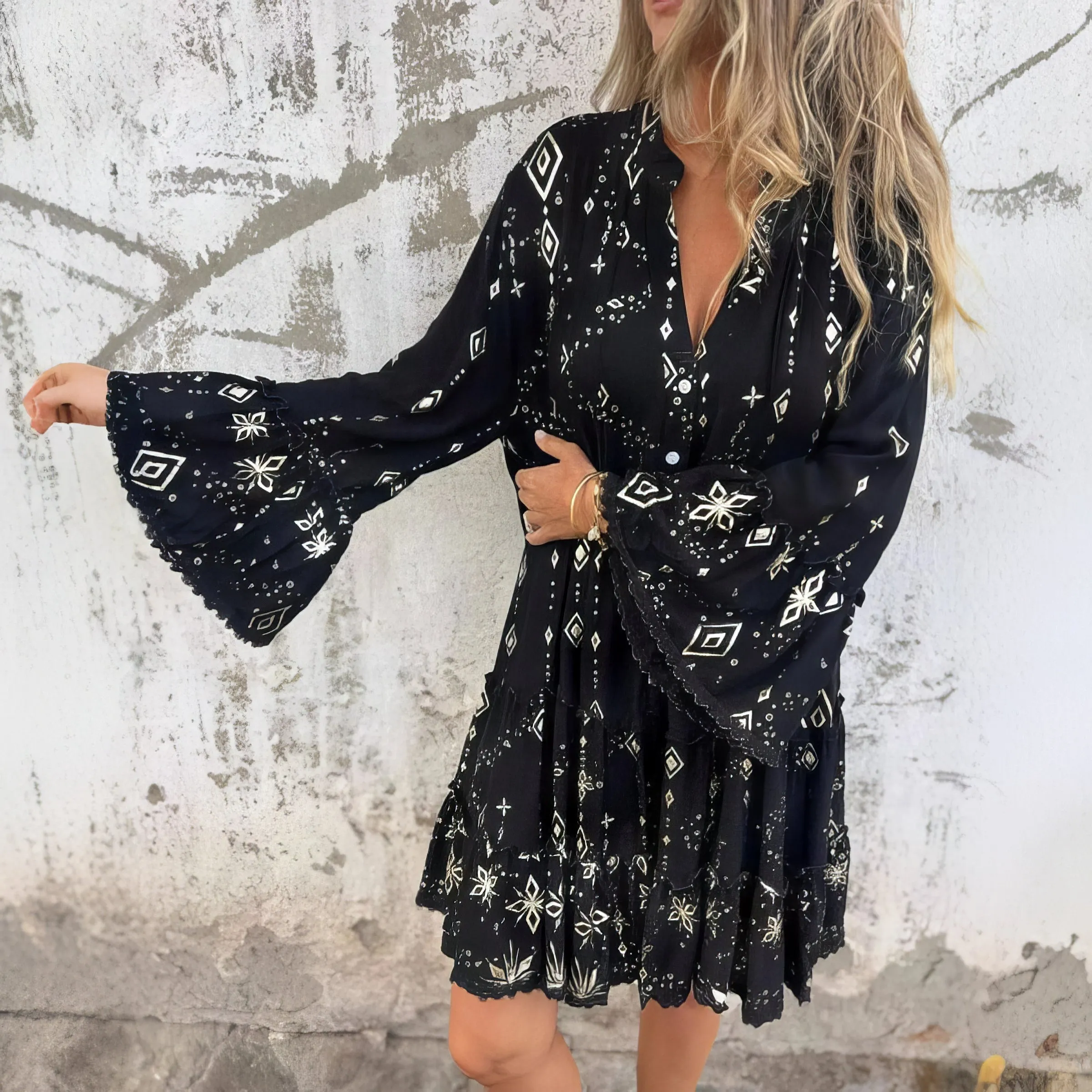 Mara Trendy Long Sleeve Mini Dress