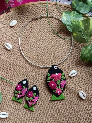 Matshya Fabric necklace   Earrings Set