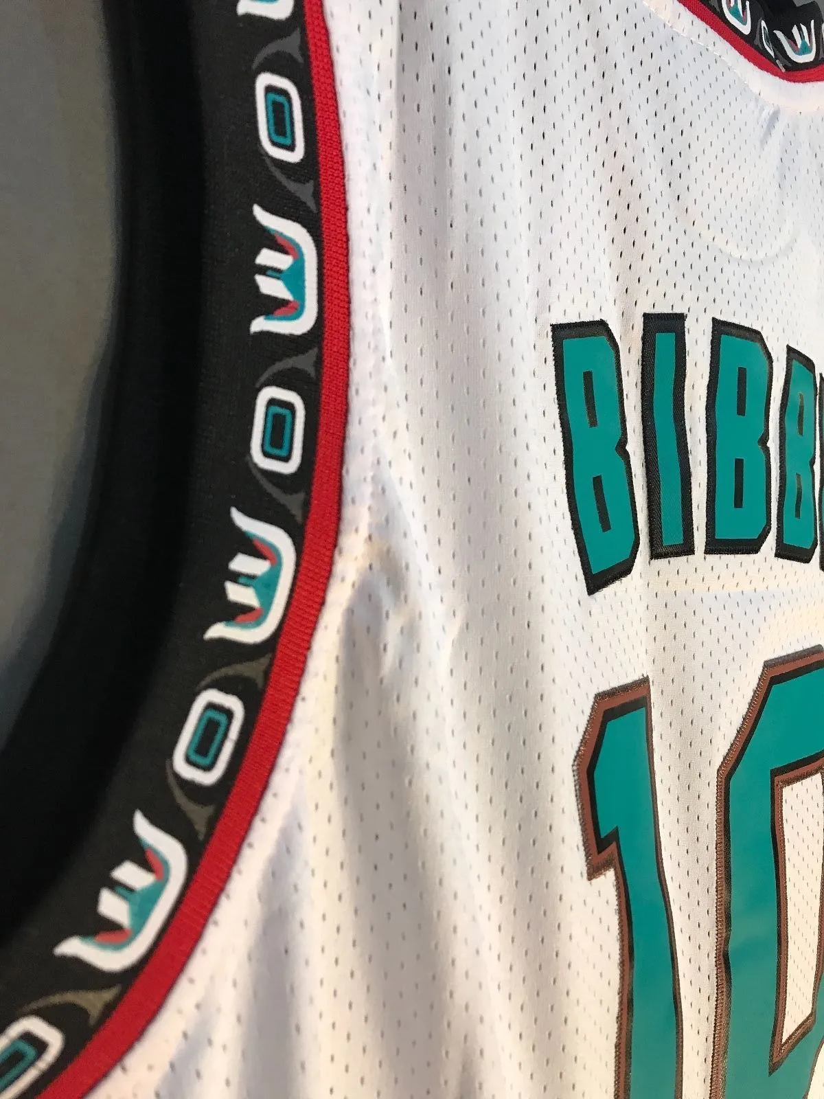 Men 10 Mike Bibby Jersey White Vancouver Grizzlies Jersey Swingman