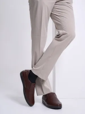 Men Brown Formal Office Genuine Leather Slip On Shoes