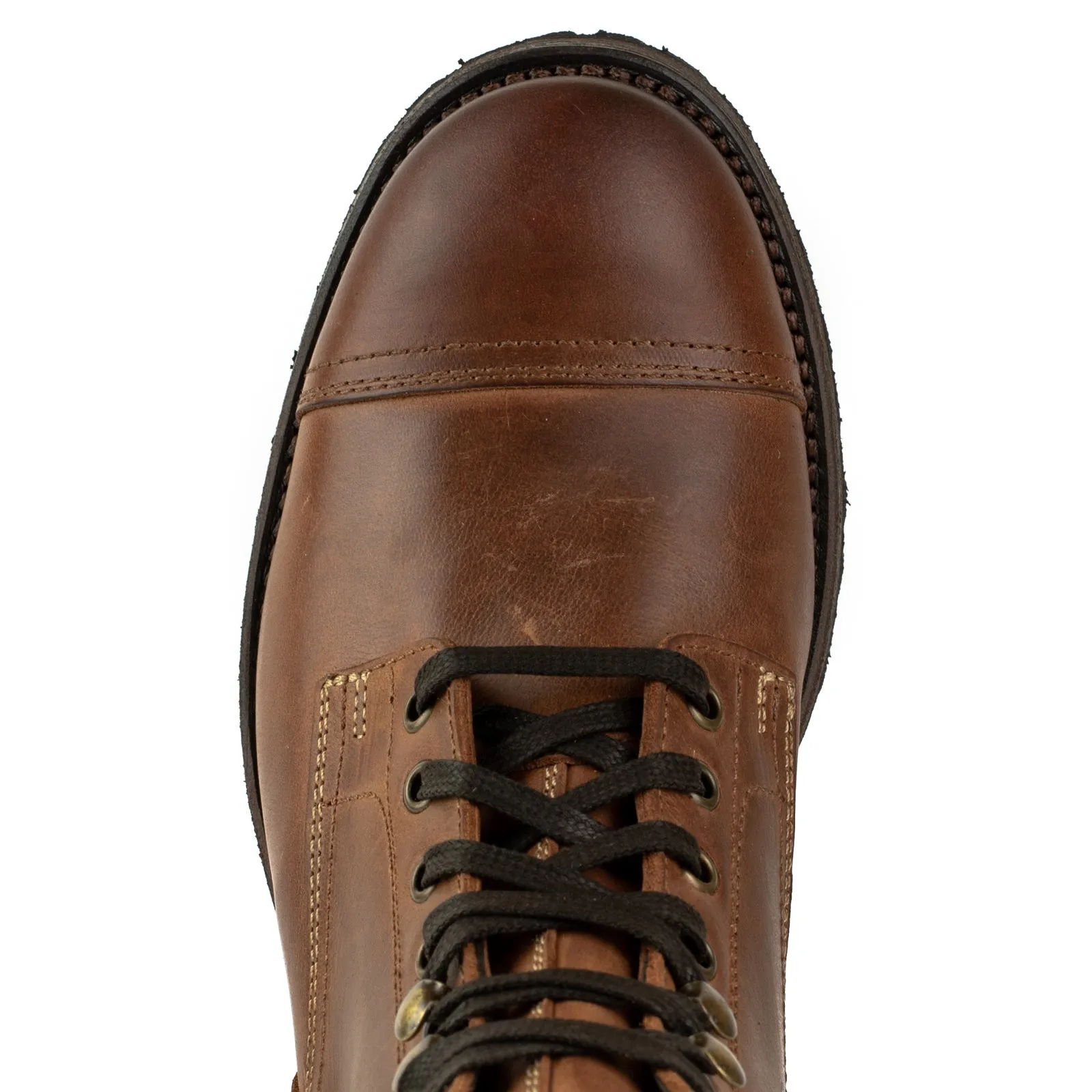 Men's Handmade Brown Leather Urban Lace-Up Boots 2478