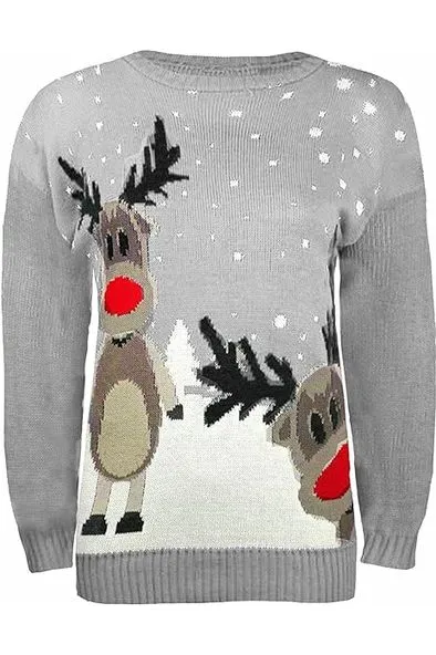 Merry Christmas Snowflake Jumper- Wine Black Navy Blue Grey Red