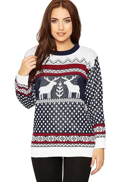 Merry Christmas Snowflake Jumper- Wine Black Navy Blue Grey Red