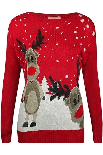 Merry Christmas Snowflake Jumper- Wine Black Navy Blue Grey Red