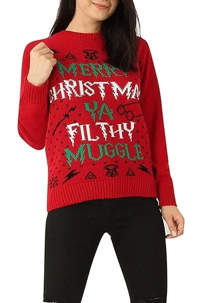 Merry Christmas Snowflake Jumper- Wine Black Navy Blue Grey Red