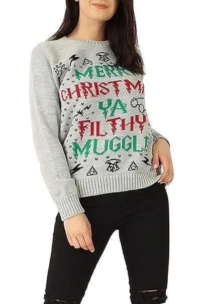 Merry Christmas Snowflake Jumper- Wine Black Navy Blue Grey Red