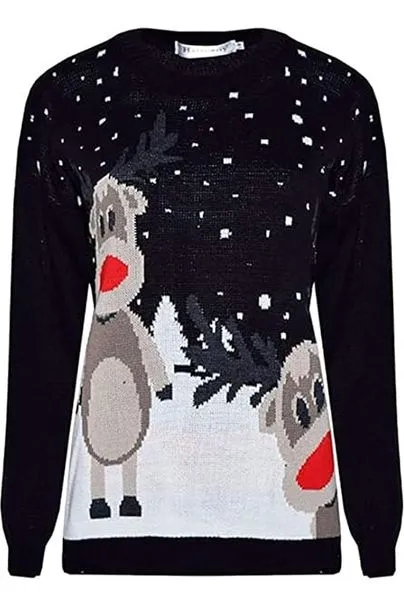 Merry Christmas Snowflake Jumper- Wine Black Navy Blue Grey Red