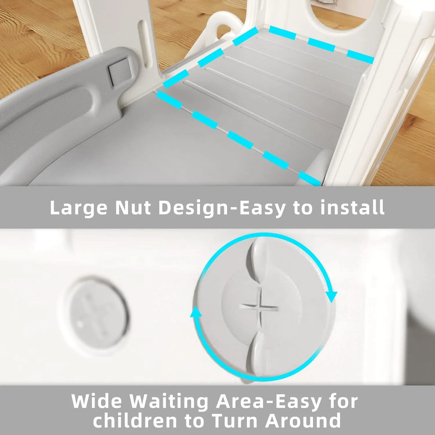Montessori Castle | Slide Set | Basketball Hoop | Bridge | Indoor or Outdoor | Storage | Beige or Blue
