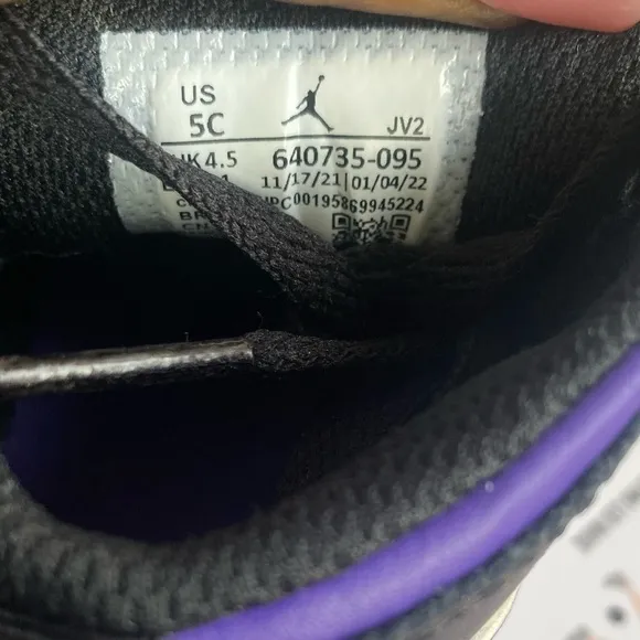 Nike Air Jordan 1 Mid Black/Iris Court Purple Toddler Sneakers- SZ 5 C