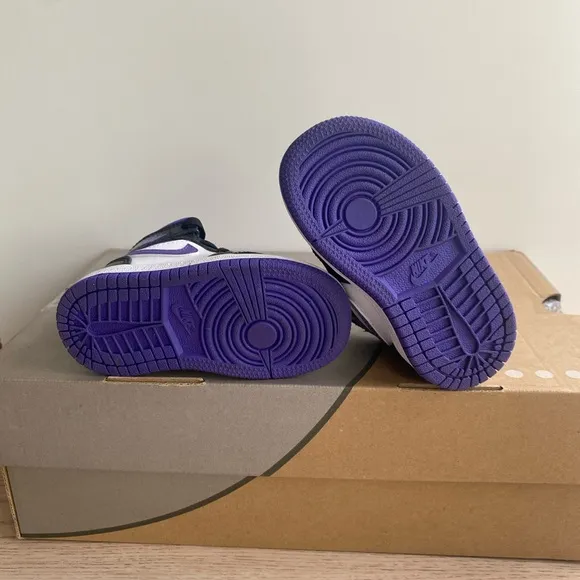 Nike Air Jordan 1 Mid Black/Iris Court Purple Toddler Sneakers- SZ 5 C