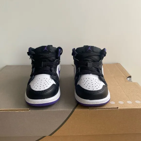 Nike Air Jordan 1 Mid Black/Iris Court Purple Toddler Sneakers- SZ 5 C
