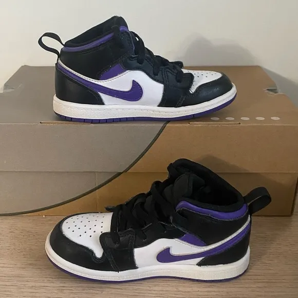 Nike Air Jordan 1 Mid Court Purple Toddler Sneakers- SZ 10 C