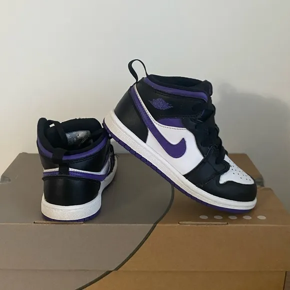 Nike Air Jordan 1 Mid Court Purple Toddler Sneakers- SZ 10 C