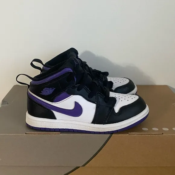 Nike Air Jordan 1 Mid Court Purple Toddler Sneakers- SZ 10 C