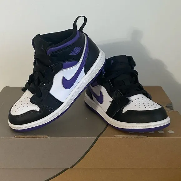Nike Air Jordan 1 Mid Court Purple Toddler Sneakers- SZ 10 C
