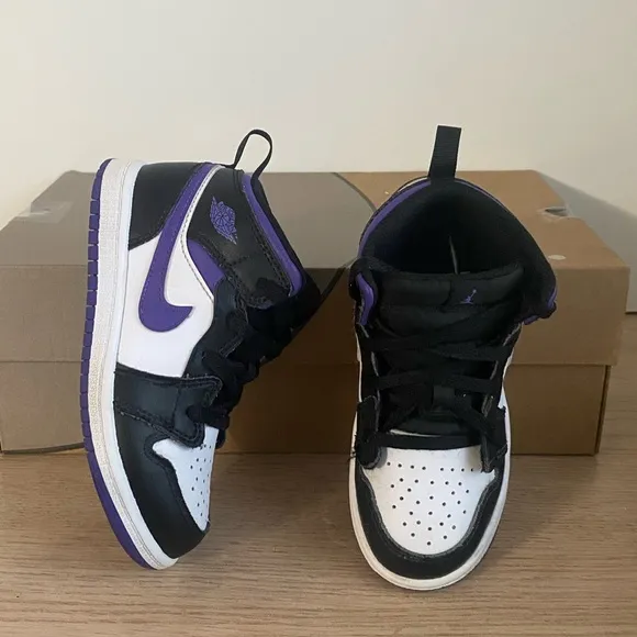 Nike Air Jordan 1 Mid Court Purple Toddler Sneakers- SZ 10 C