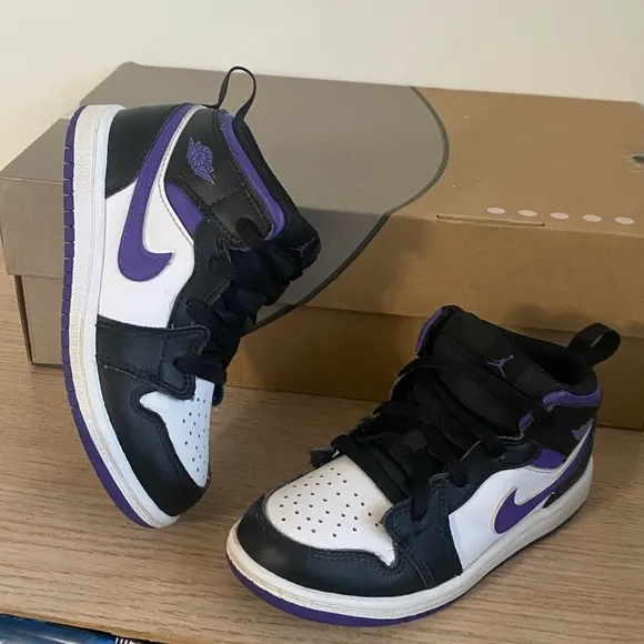 Nike Air Jordan 1 Mid Court Purple Toddler Sneakers- SZ 10 C