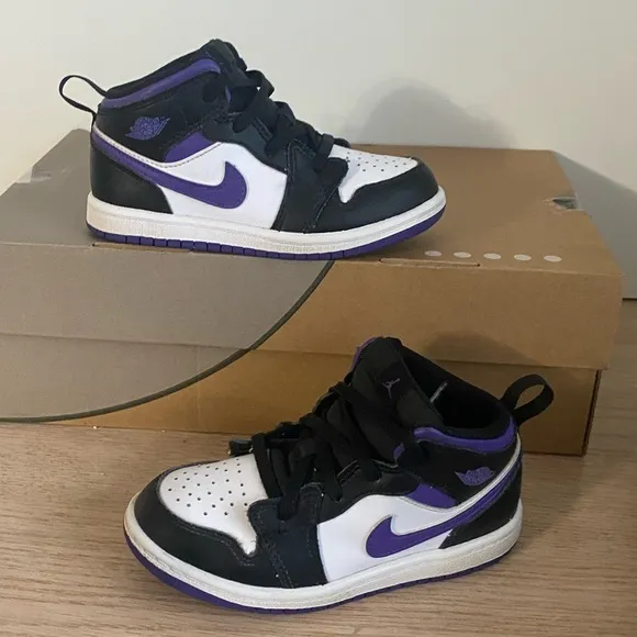 Nike Air Jordan 1 Mid Court Purple Toddler Sneakers- SZ 10 C