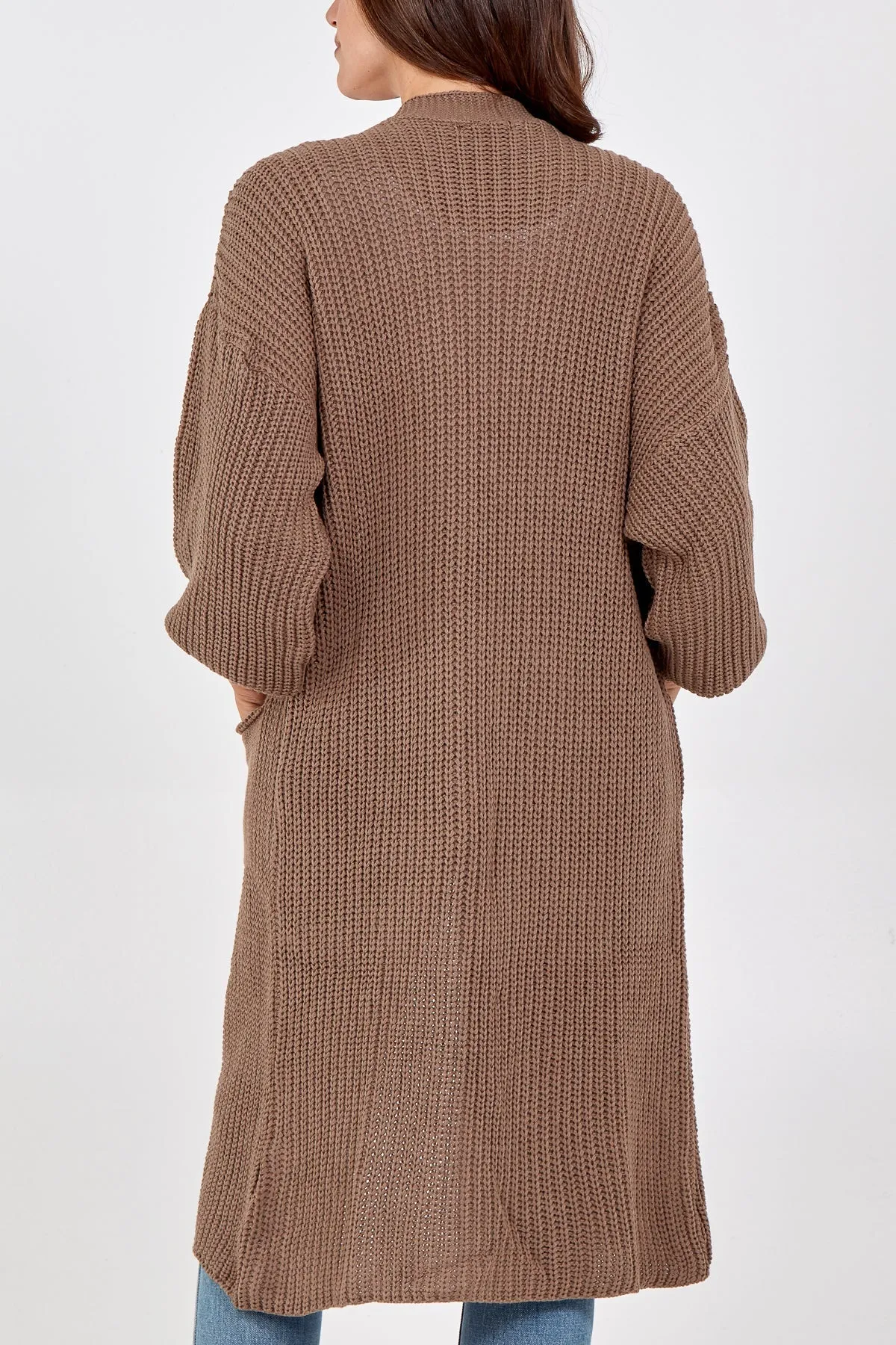 Open Front Balloon Long Sleeve Cardigan