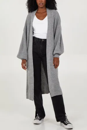 Open Front Balloon Long Sleeve Cardigan