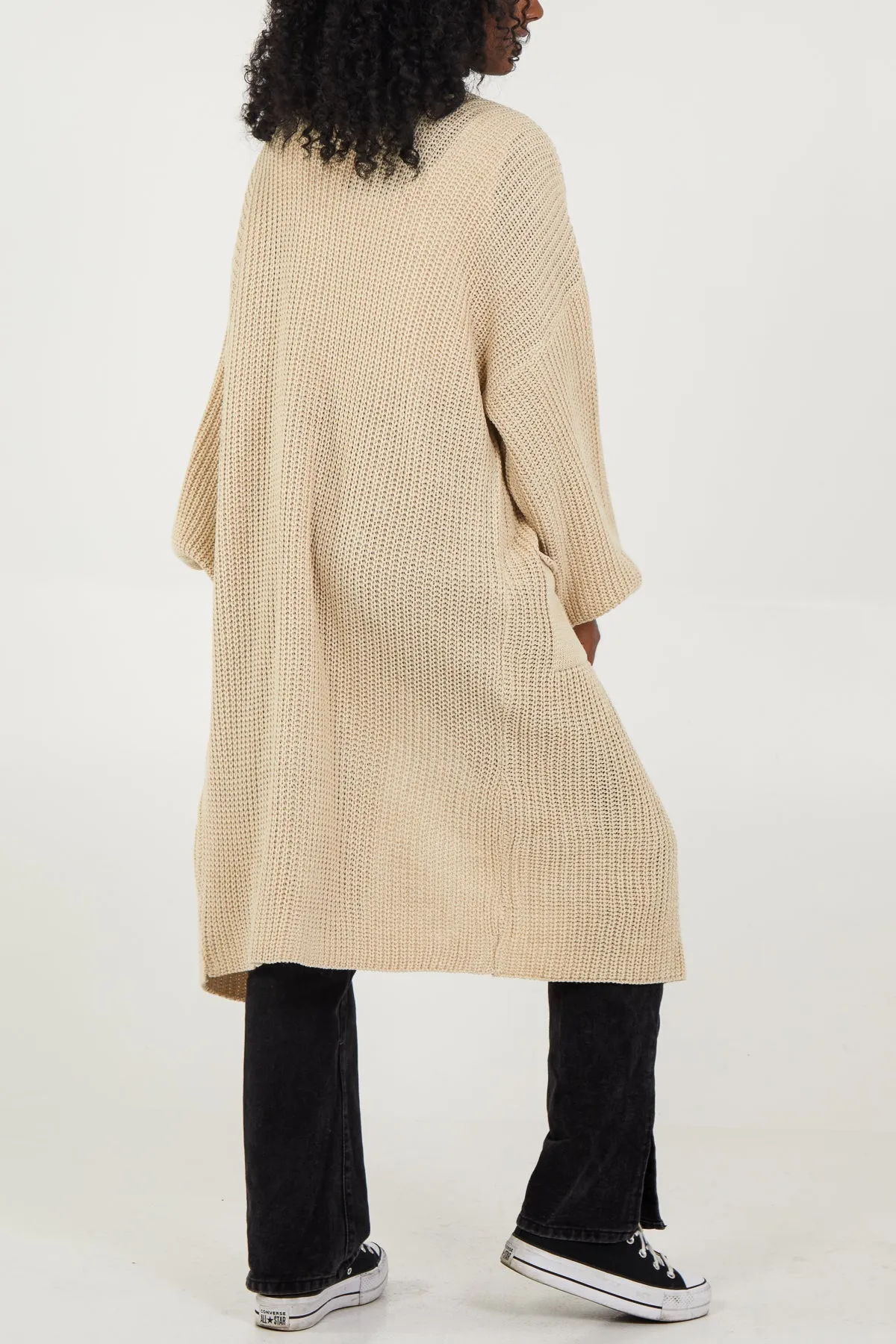 Open Front Balloon Long Sleeve Cardigan