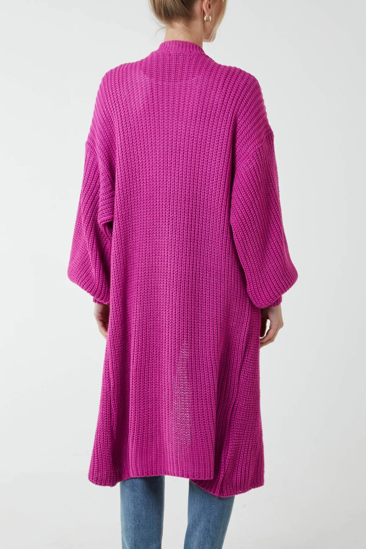 Open Front Balloon Long Sleeve Cardigan